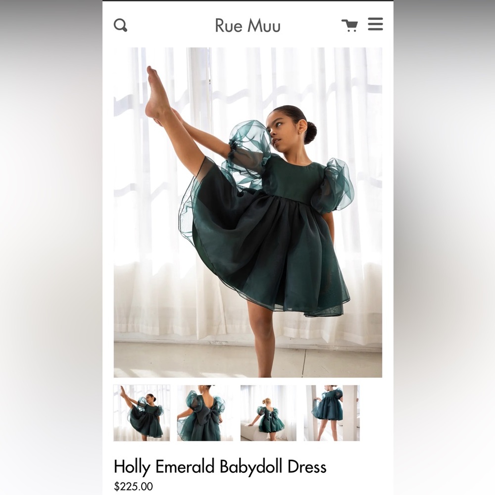 Rue Muu Holly emerald green babydoll dress size 3T